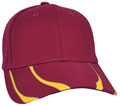FRONT VIEW OF BASEBALL CAP MAROON/GOLD